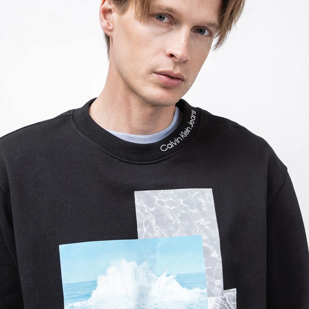 Splash Photoprint Crew Sweatshirt - Black