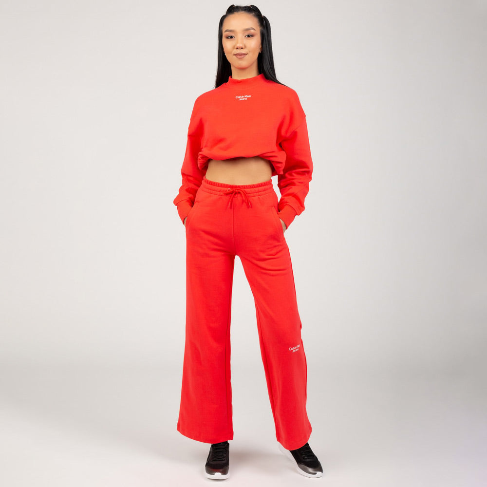 Stacked Logo Wide Leg Jog Pant - Red