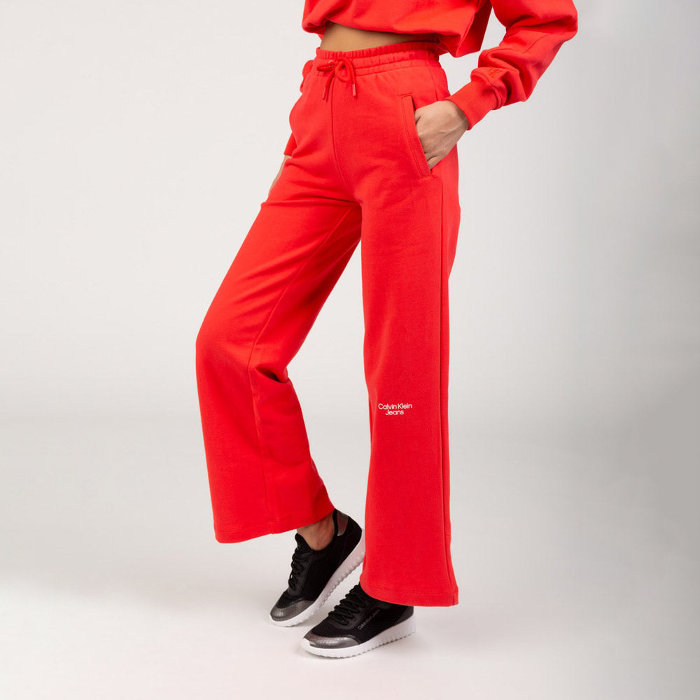 Stacked Logo Wide Leg Jog Pant - Red