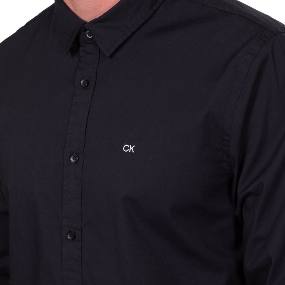 Stretch Poplin Slim Shirt - Black