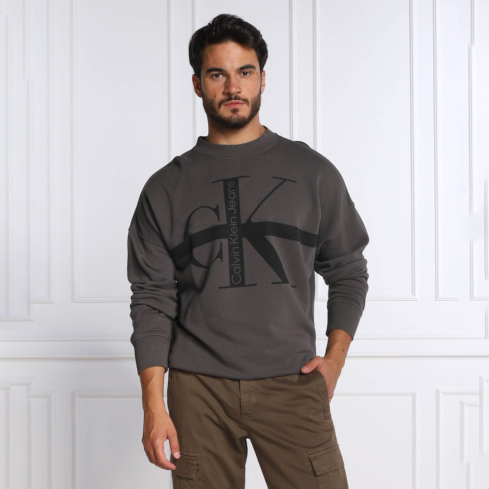 Stripe Loose Fit Sweatshirt  - Grey