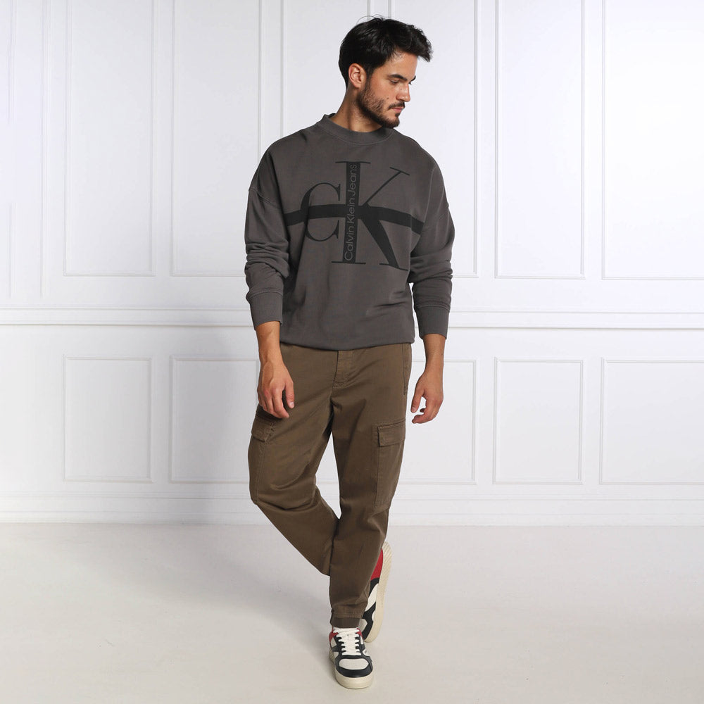 Stripe Loose Fit Sweatshirt  - Grey