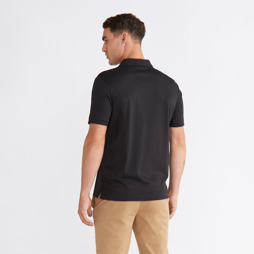 Striped Chest Logo Polo - Black