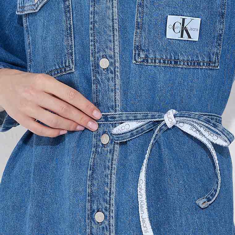 Utility Belted Shirt Dress - Denim Dark