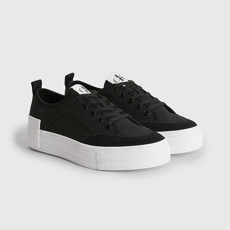 Canvas Platform Trainers - Black