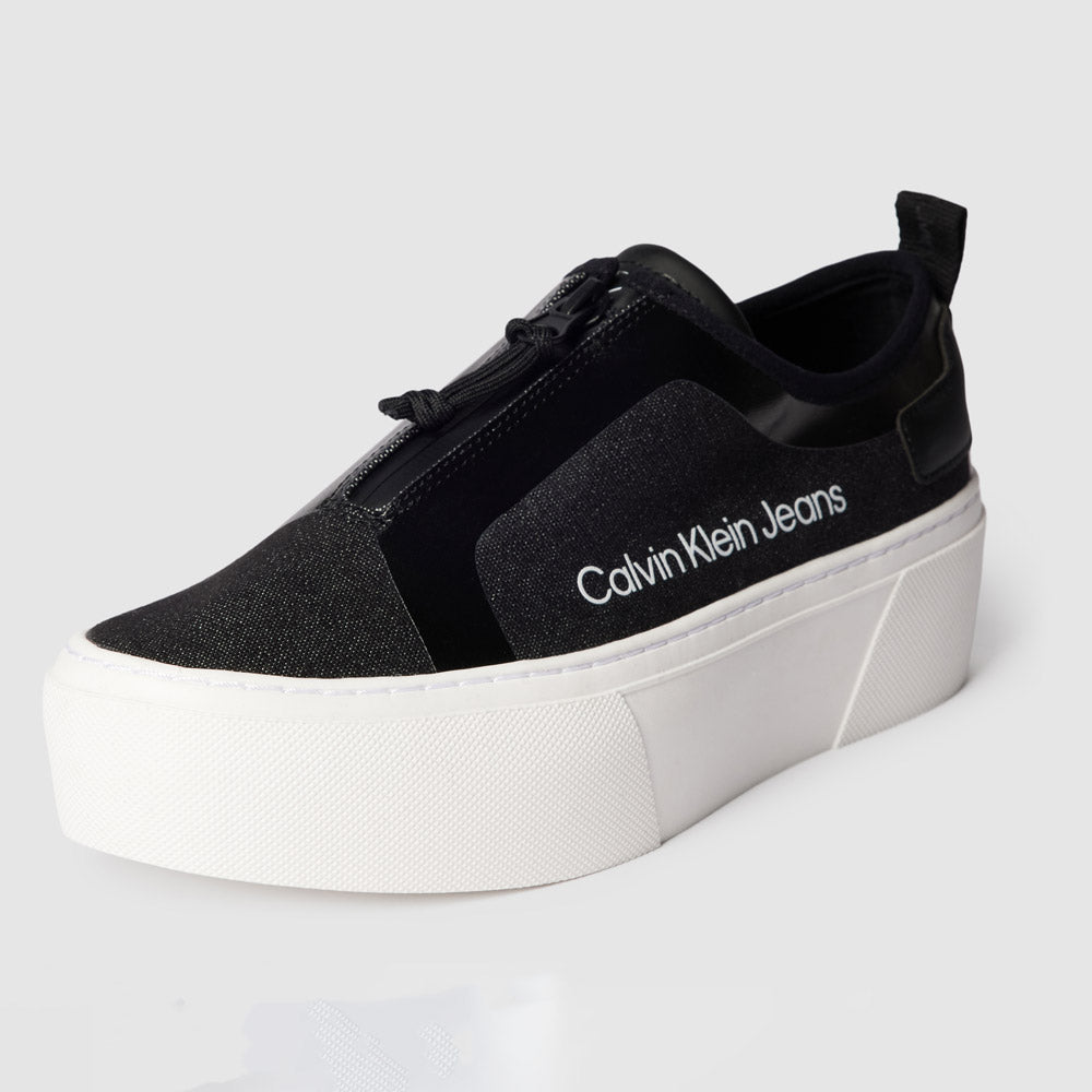 Vulcanized Flatform Zip Sneaker - Black