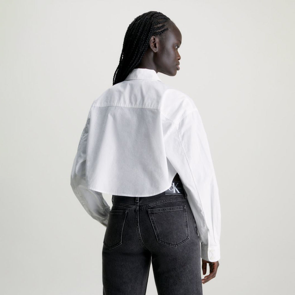 Cropped Cotton Poplin Shirt - White