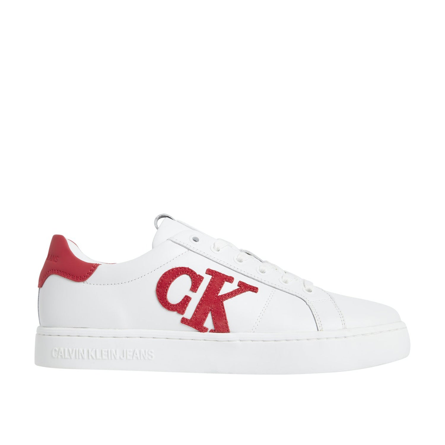 CK Men Leather Cupsole Colourblock Trainers White