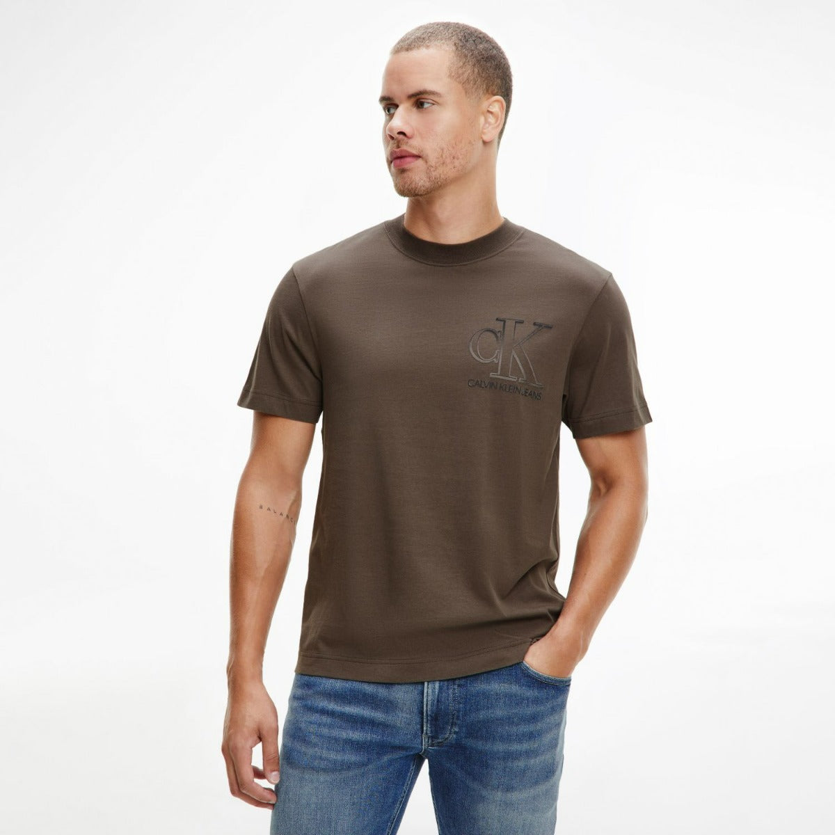 CK Bold Back Graphic Tee Olive