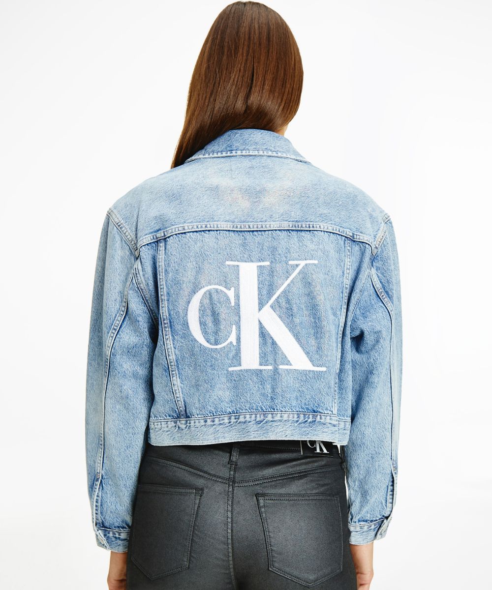 Oversized Cropped Denim Jacket Light Blue