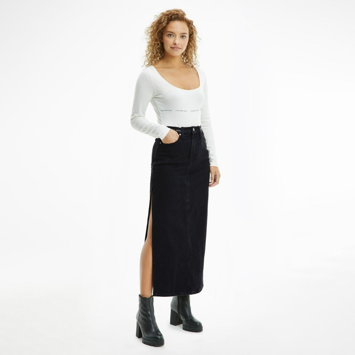 Denim Maxi Skirt Black