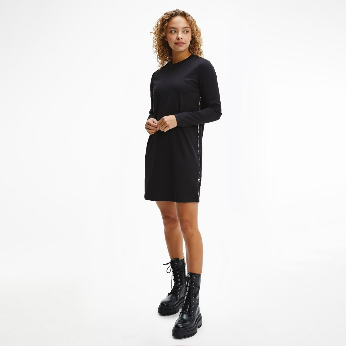 Relaxed Sweater Dress Repeat Logo Black