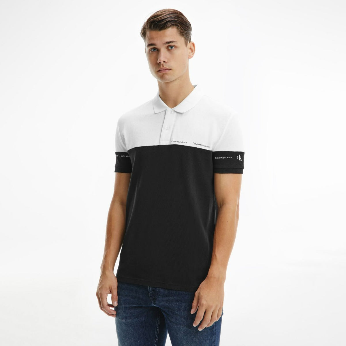 CK Colour Block Polo Shirt Micro Black