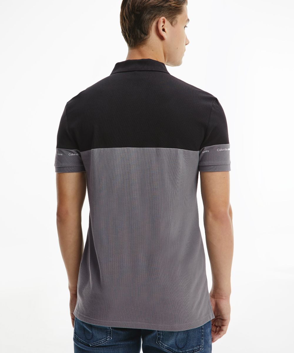 CK Colour Block Polo Shirt Micro Grey