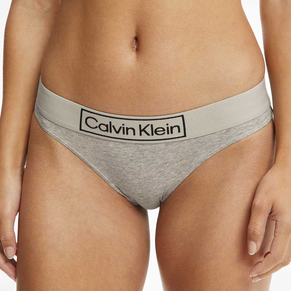 Cotton Stretch Medium Rise Bikini Bottom - Grey