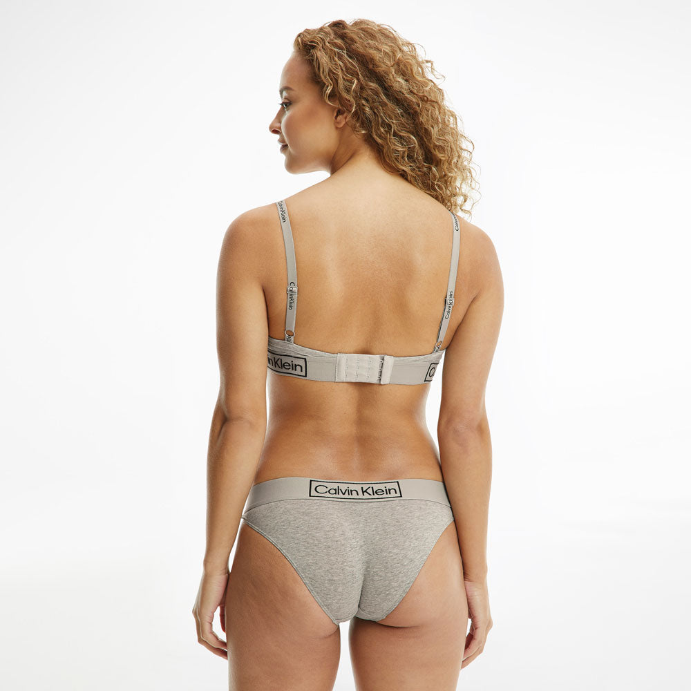 Cotton Stretch Medium Rise Bikini Bottom - Grey