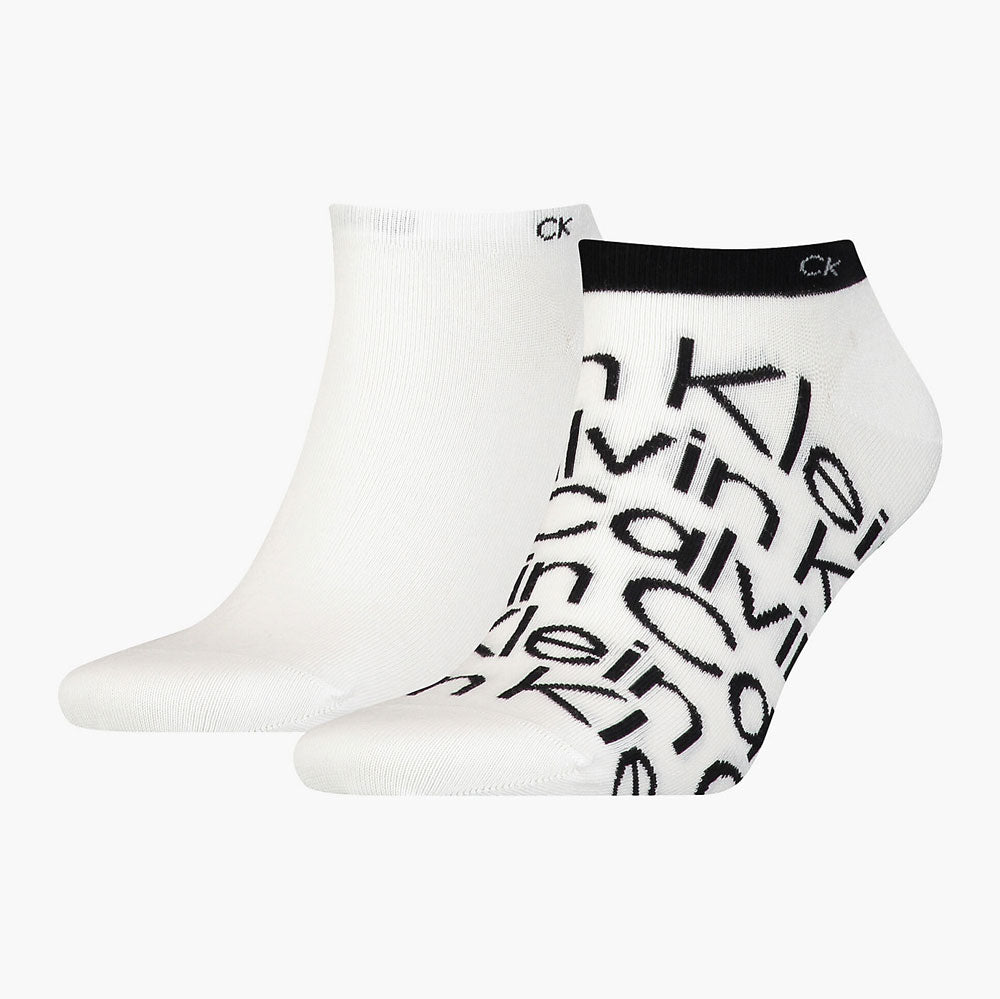 CK Men 2 Pack Socks All Over Print - White