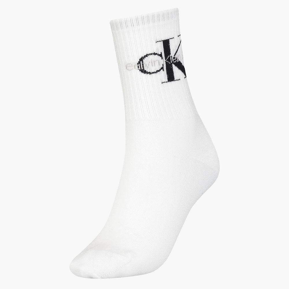 CALVIN KLEIN CKJ Women 1 Pack Sock Logo Crew - White
