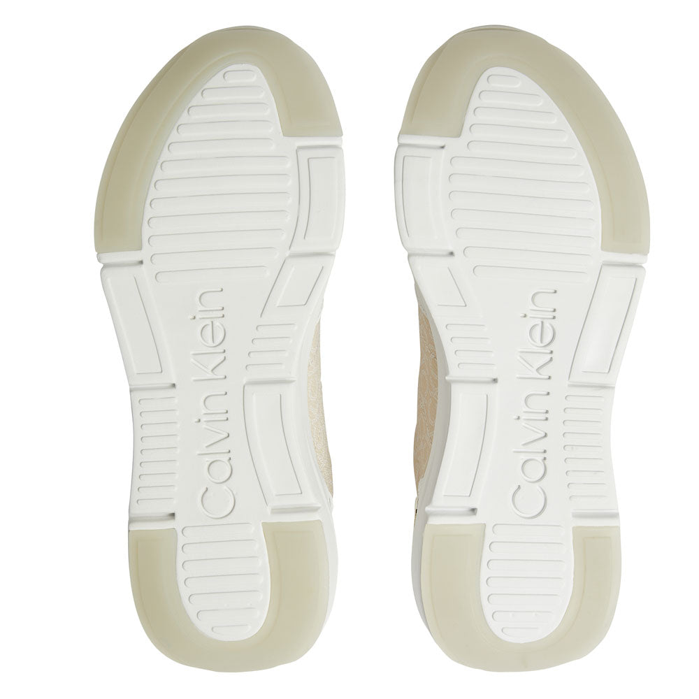 Flexi Runner Lace Up Mix Leather Sneakers - Sand