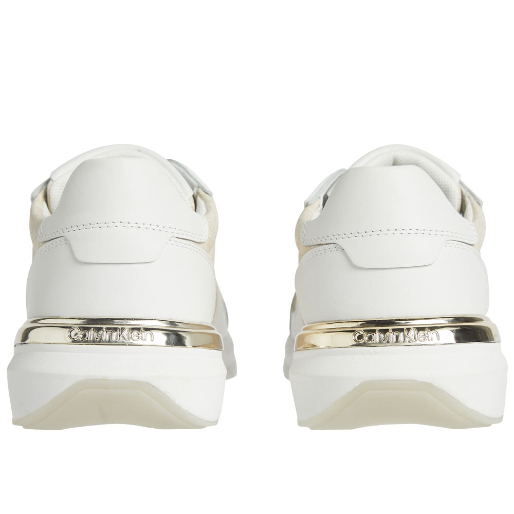 Flexi Runner Lace Up Mix Leather Sneakers - Sand