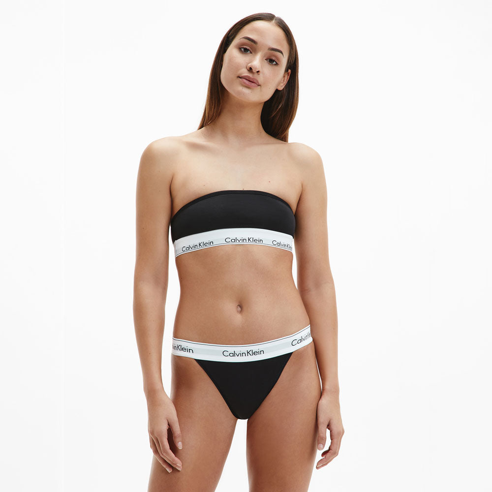 High Leg Tanga Modern Cotton Bikini Brief - Black