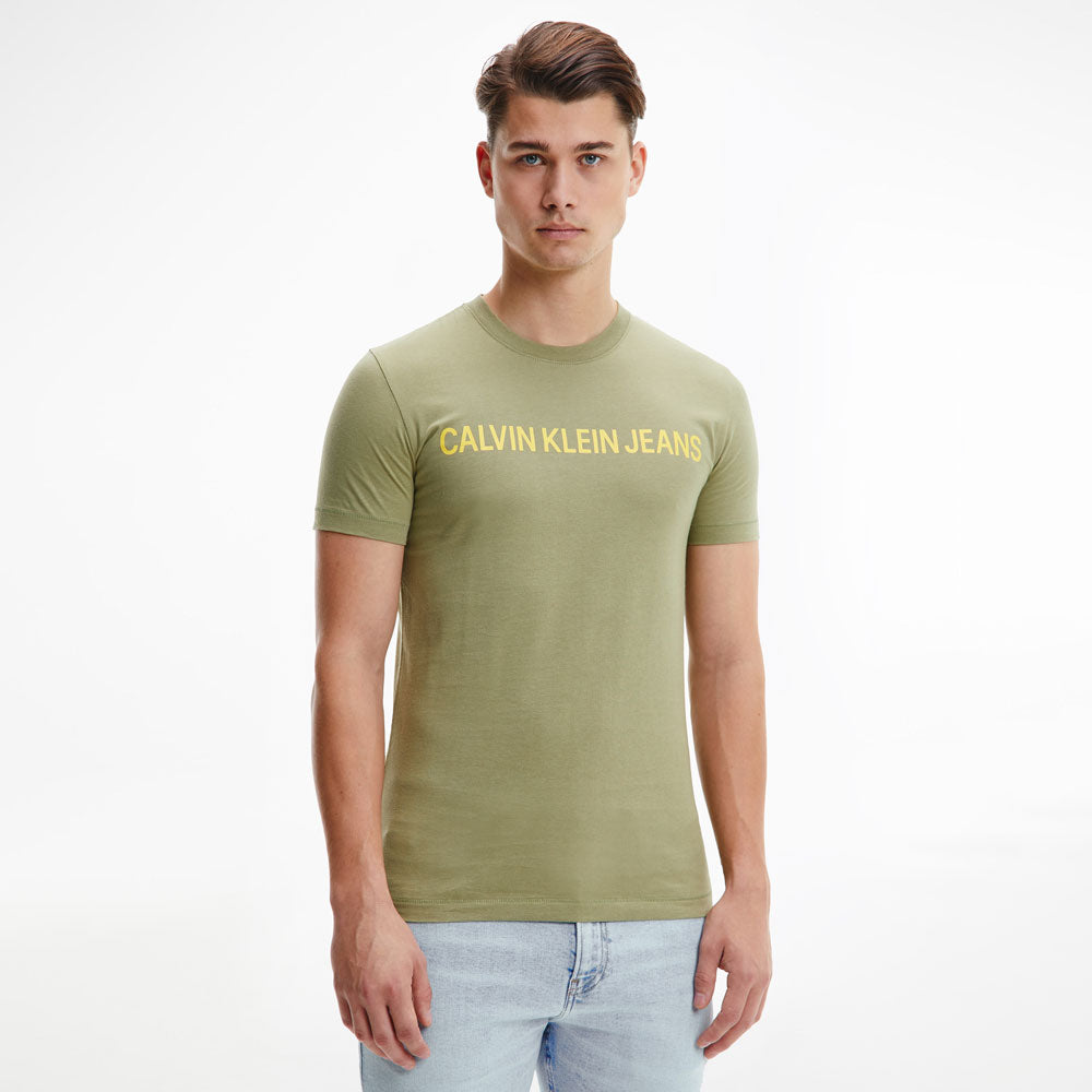 Institutional Logo Slim Short Sleeve Cotton T-Shirt - Olive