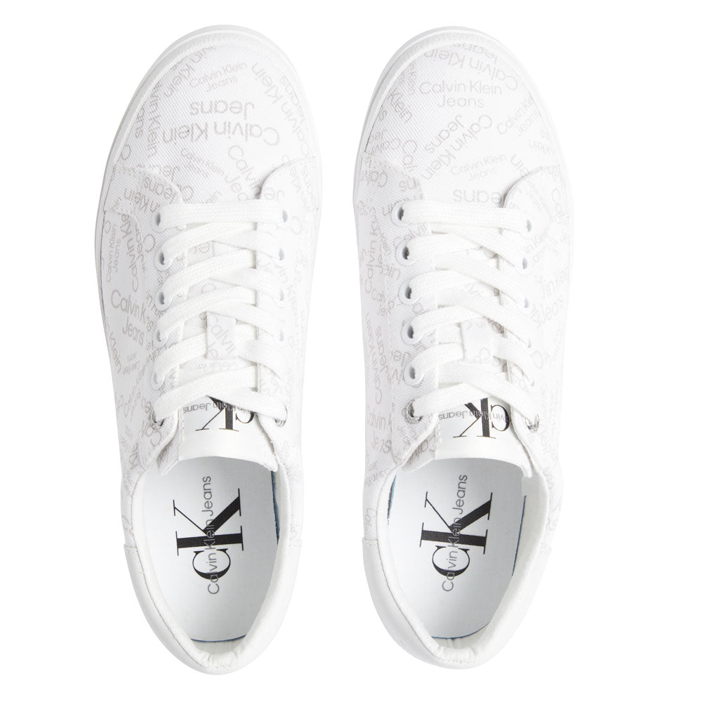 Low Profile All Over Print Cotton Sneakers - White