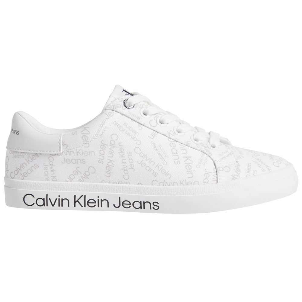 Low Profile All Over Print Cotton Sneakers - White