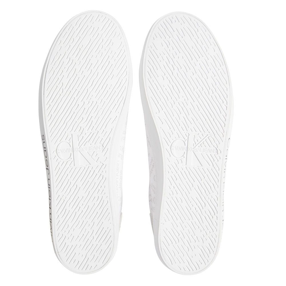 Low Profile All Over Print Cotton Sneakers - White