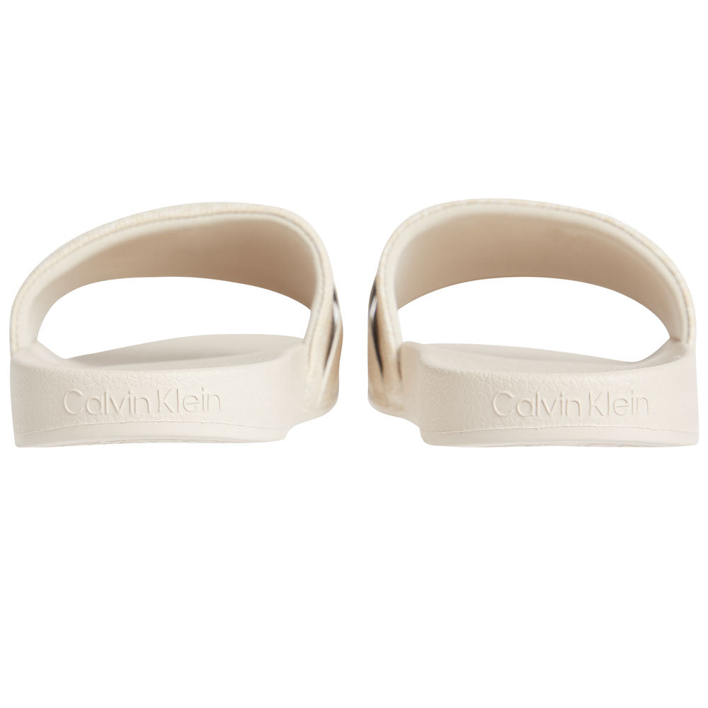 CALVIN KLEIN Mono Pool Slide With Metal Logo - Sand | ThirdbaseUrban