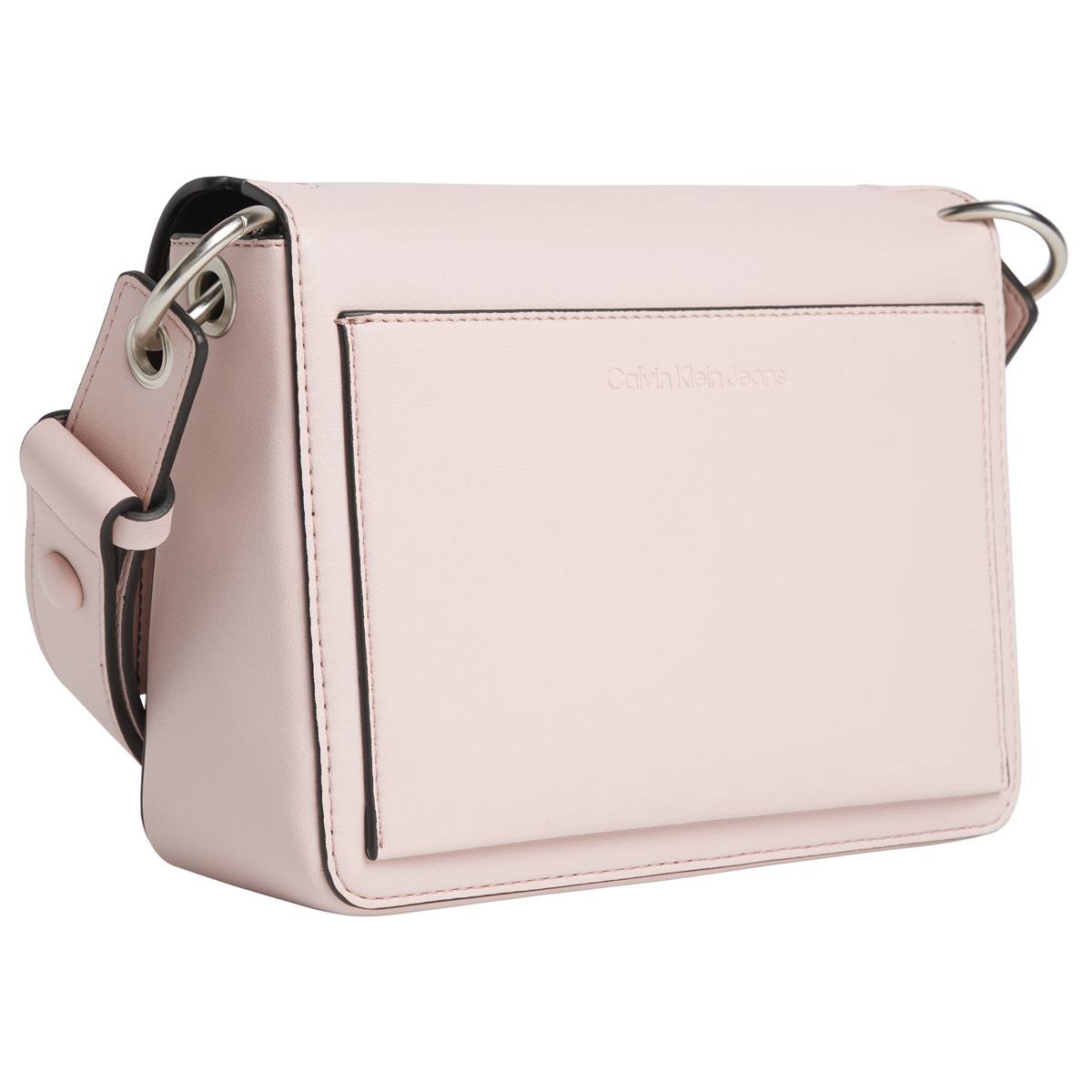 Sculpted Mono Boxy Flap Crossbody Blush