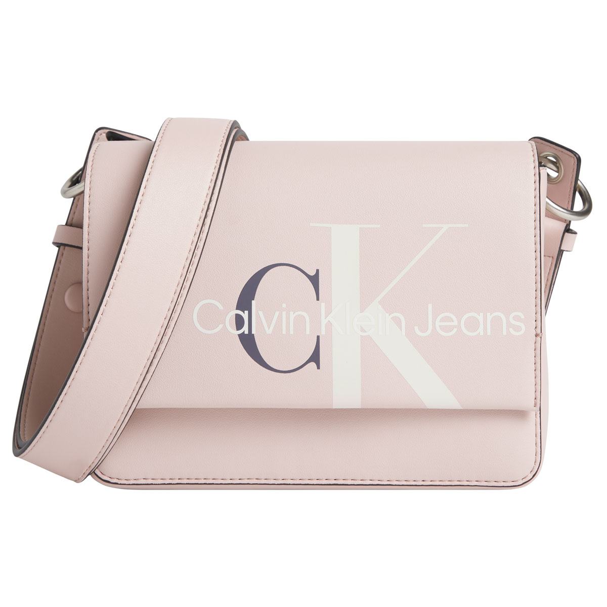 Sculpted Mono Boxy Flap Crossbody Blush