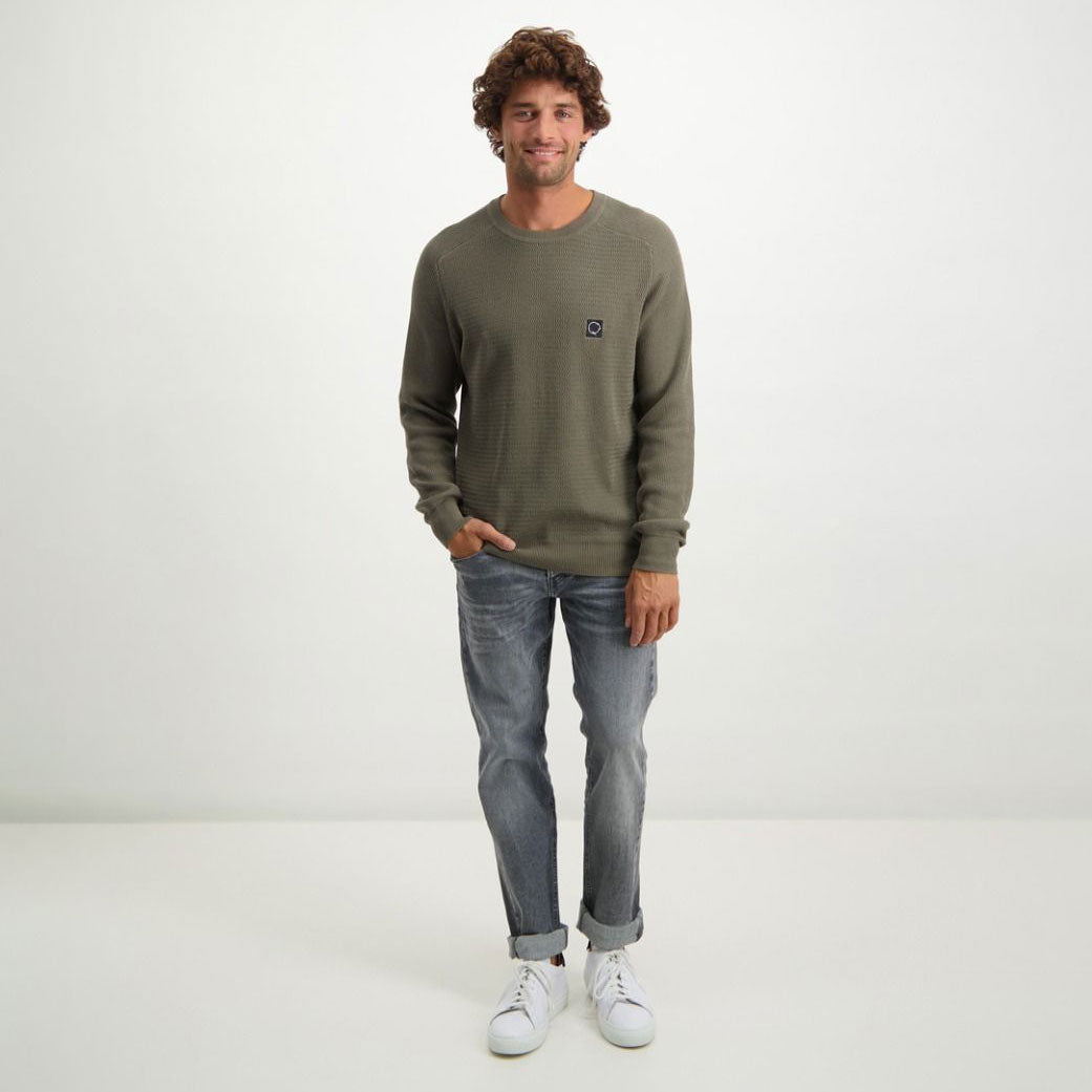 Alan Knit Dark Army Cotton Sweater - Olive