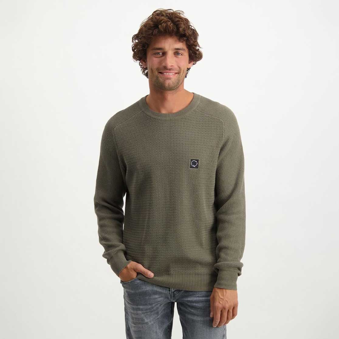 Alan Knit Dark Army Cotton Sweater - Olive