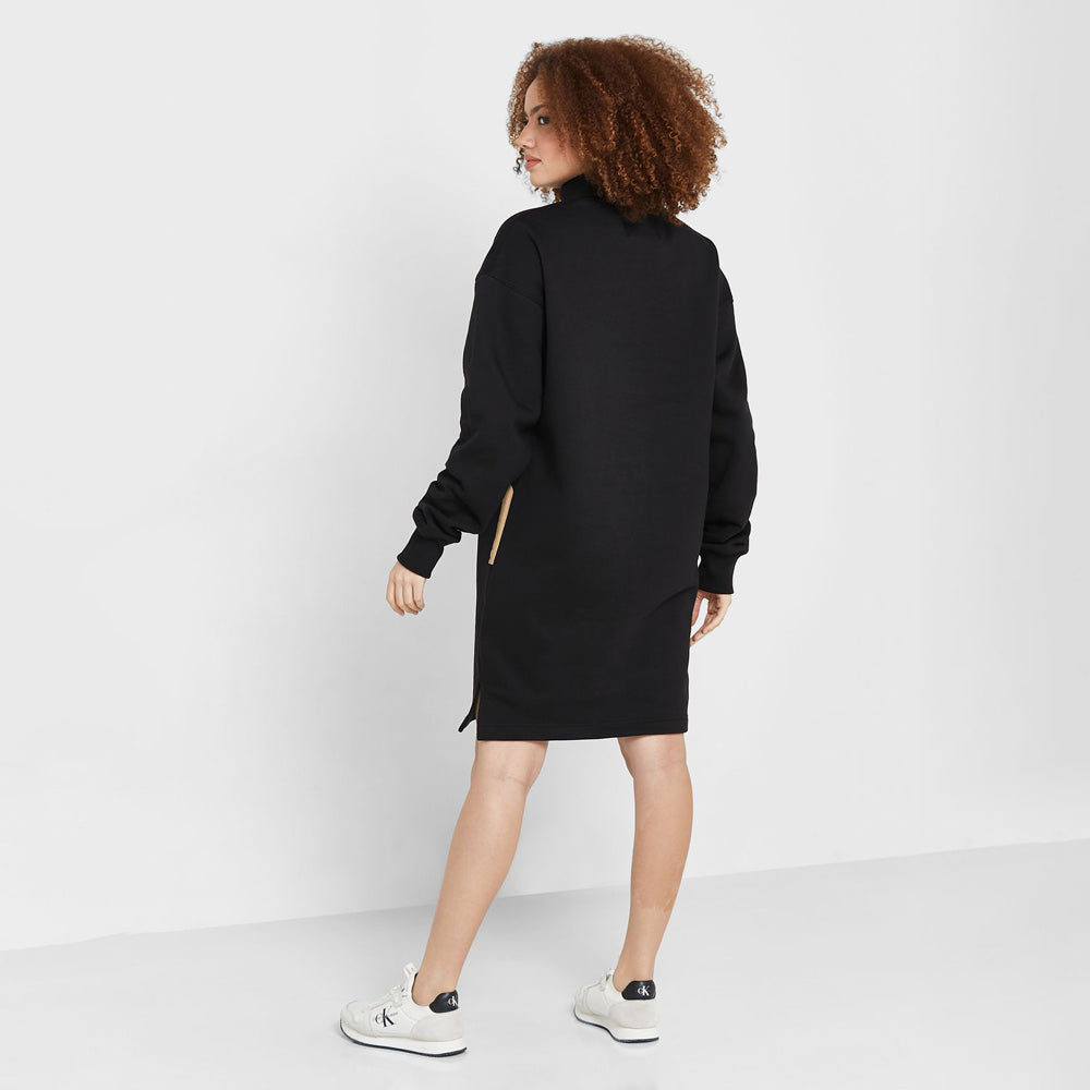 Disrupted Logo Roll Neck Dress - Black