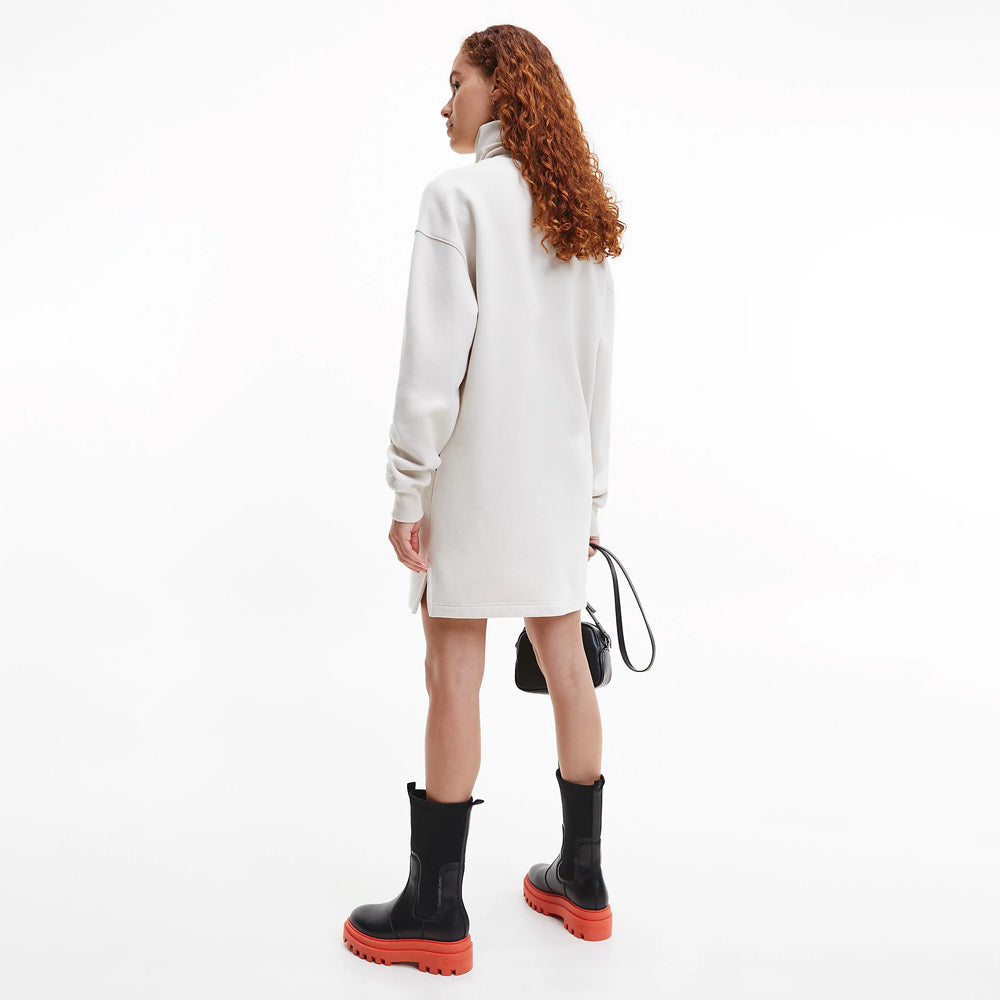 Disrupted Logo Roll Neck Dress - Off White