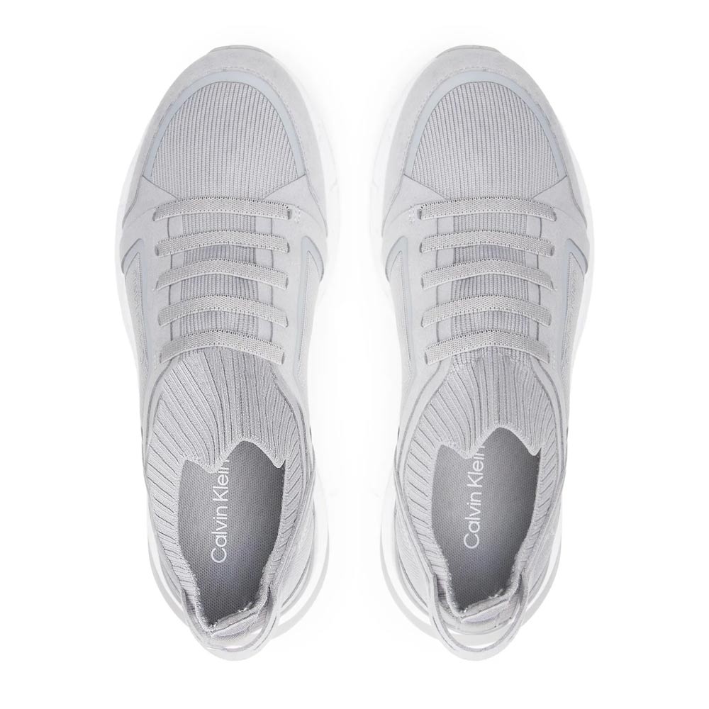 Low Top Lace Up Lth Mix Sneaker- Grey