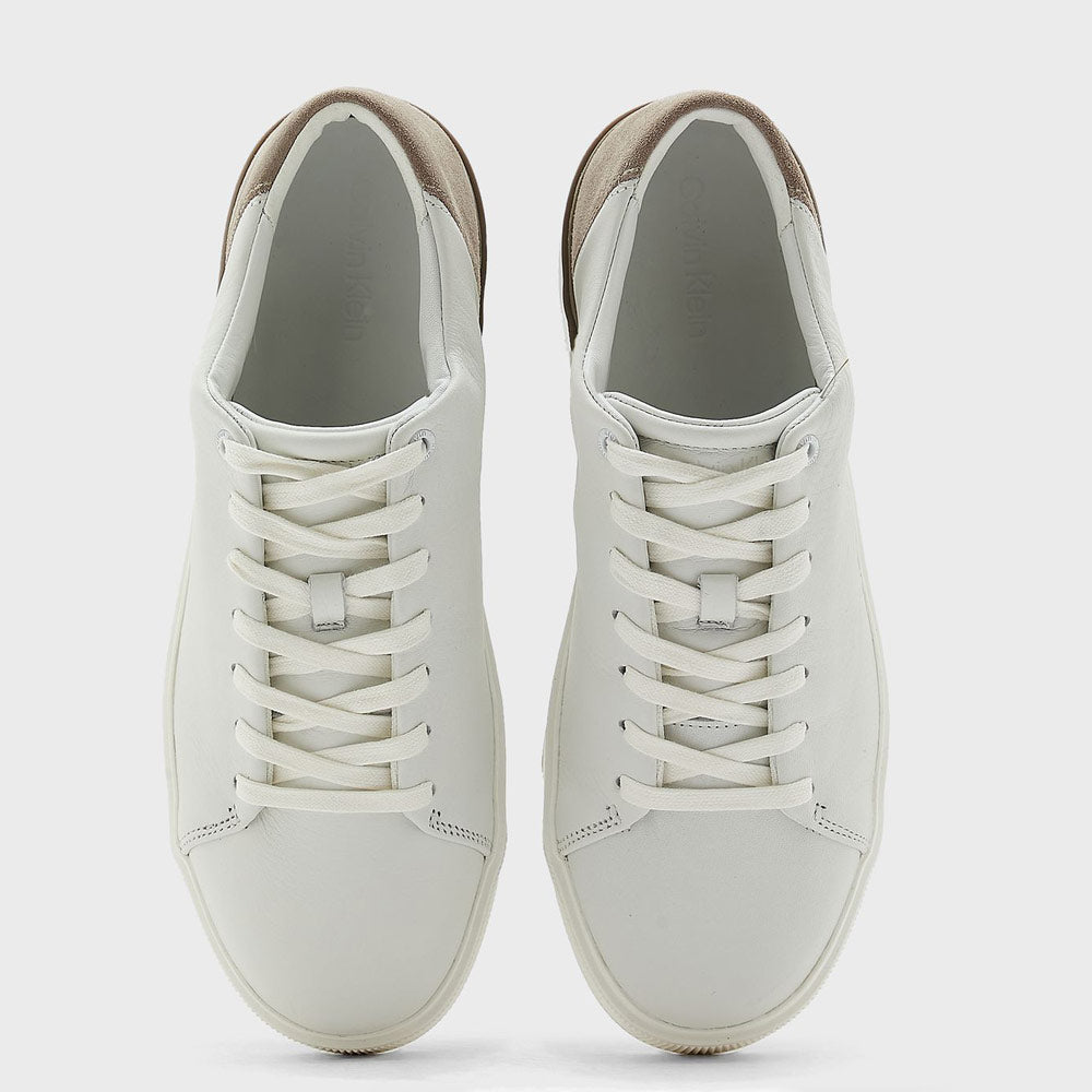 Low Top Lace Up Leather Suede Sneaker- White Multi