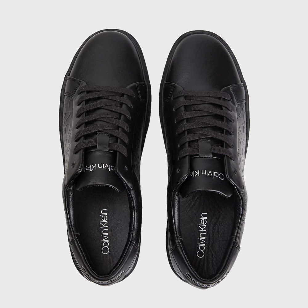 Low Top Lace Up Mono Sneakers- Black