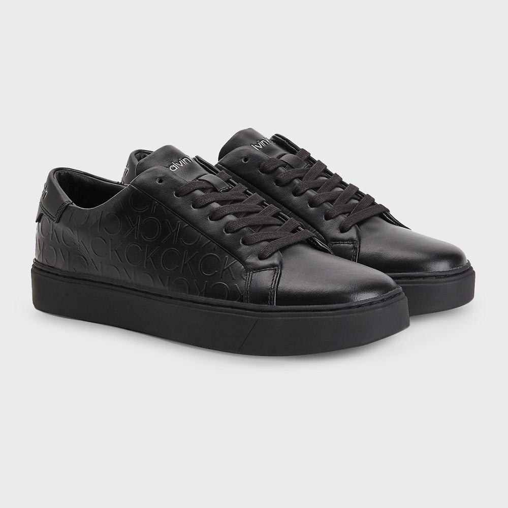 Low Top Lace Up Mono Sneakers- Black