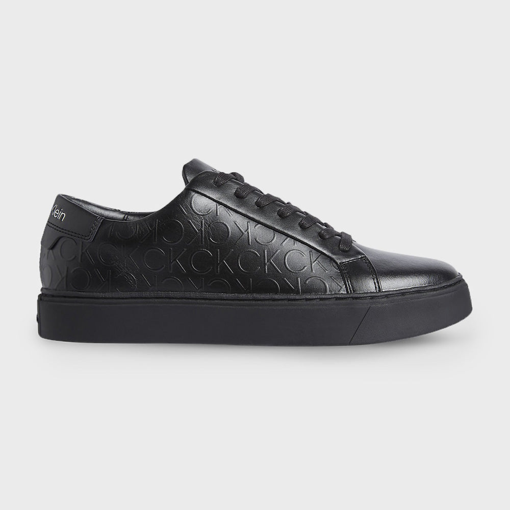 Low Top Lace Up Mono Sneakers- Black