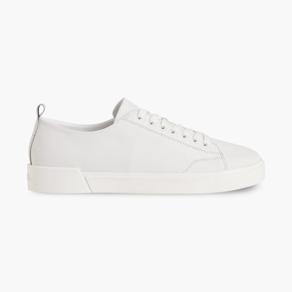 Low Top Lace Up Leather Sneakers- White