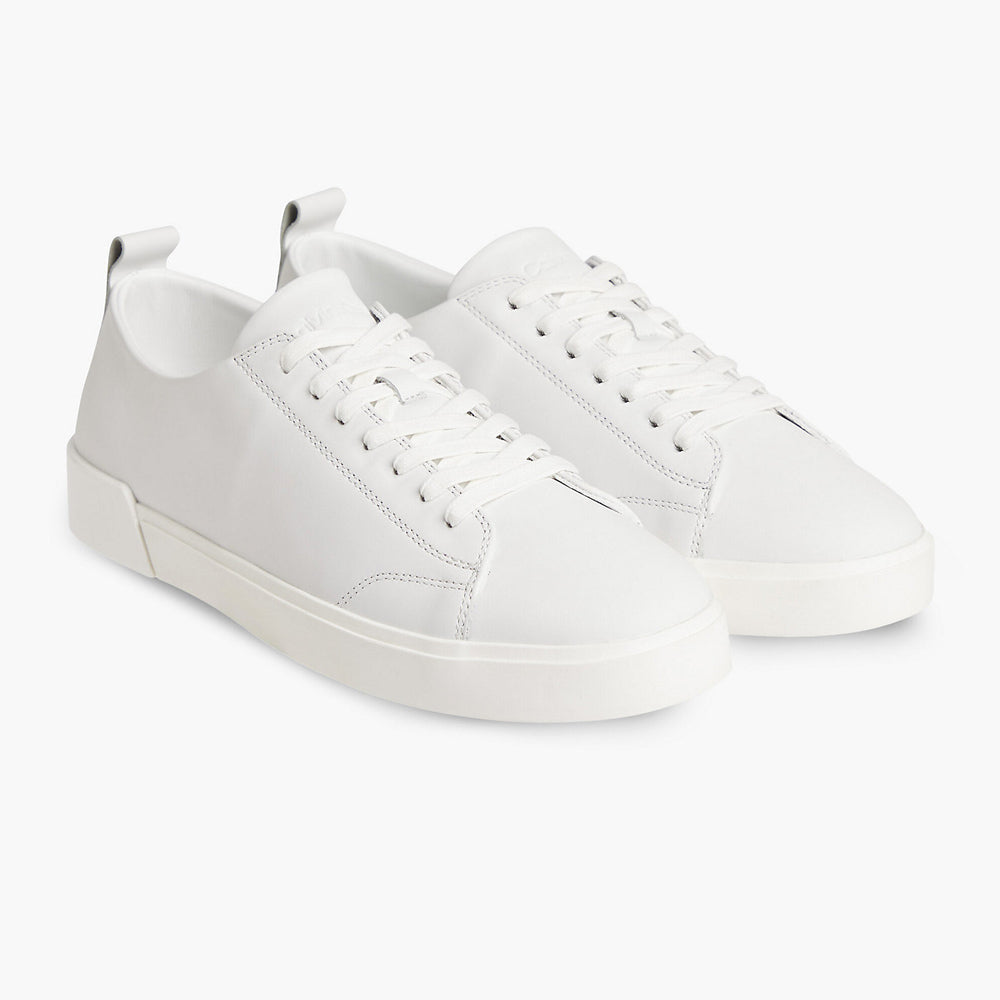 Low Top Lace Up Leather Sneakers- White