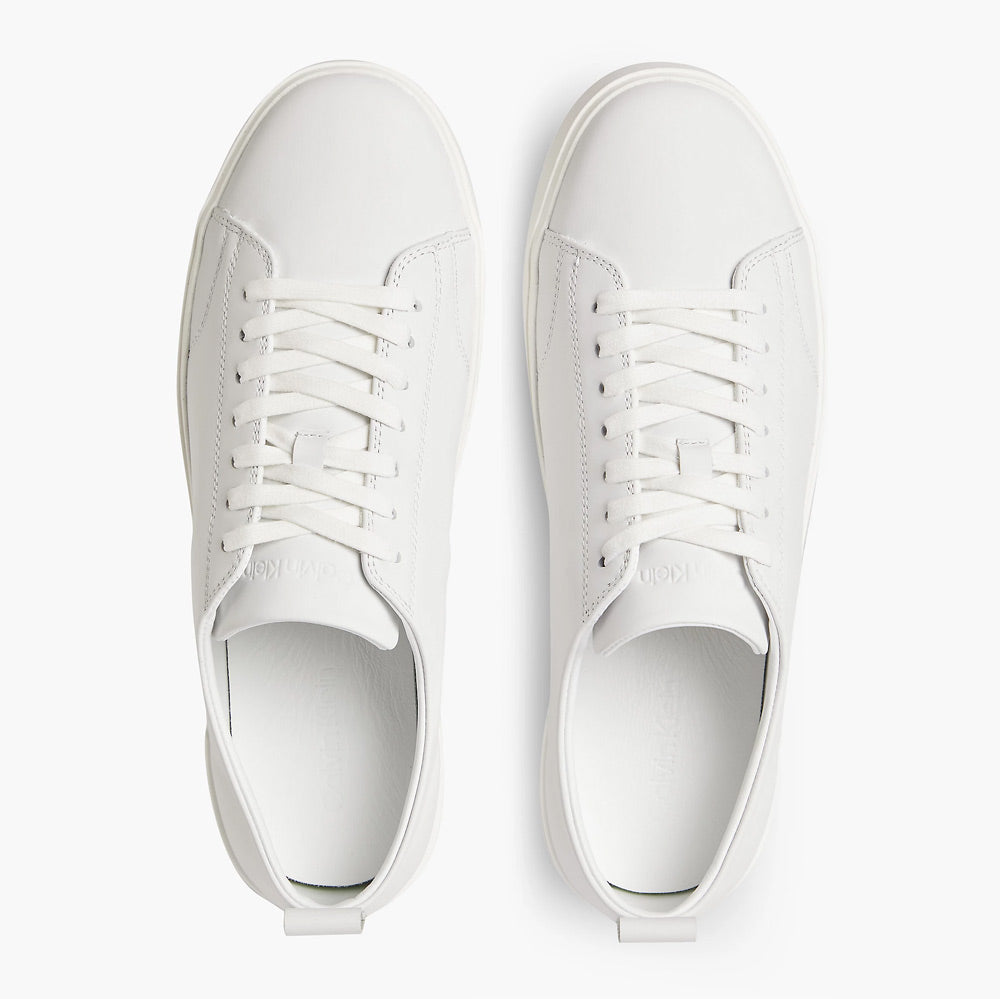 Low Top Lace Up Leather Sneakers- White