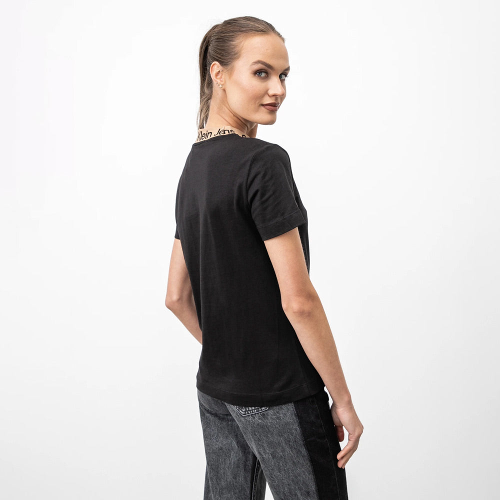 Neck Logo Jacquard T-Shirt- Black