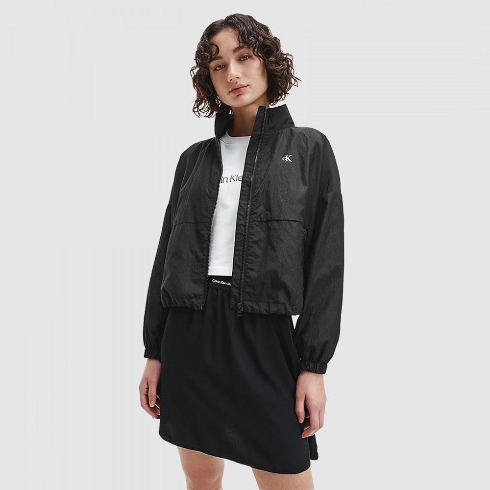 Packable Crinkle Windbreaker- Black