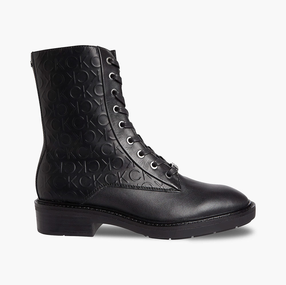 Rubber Sole Combat Boot Boots- Black