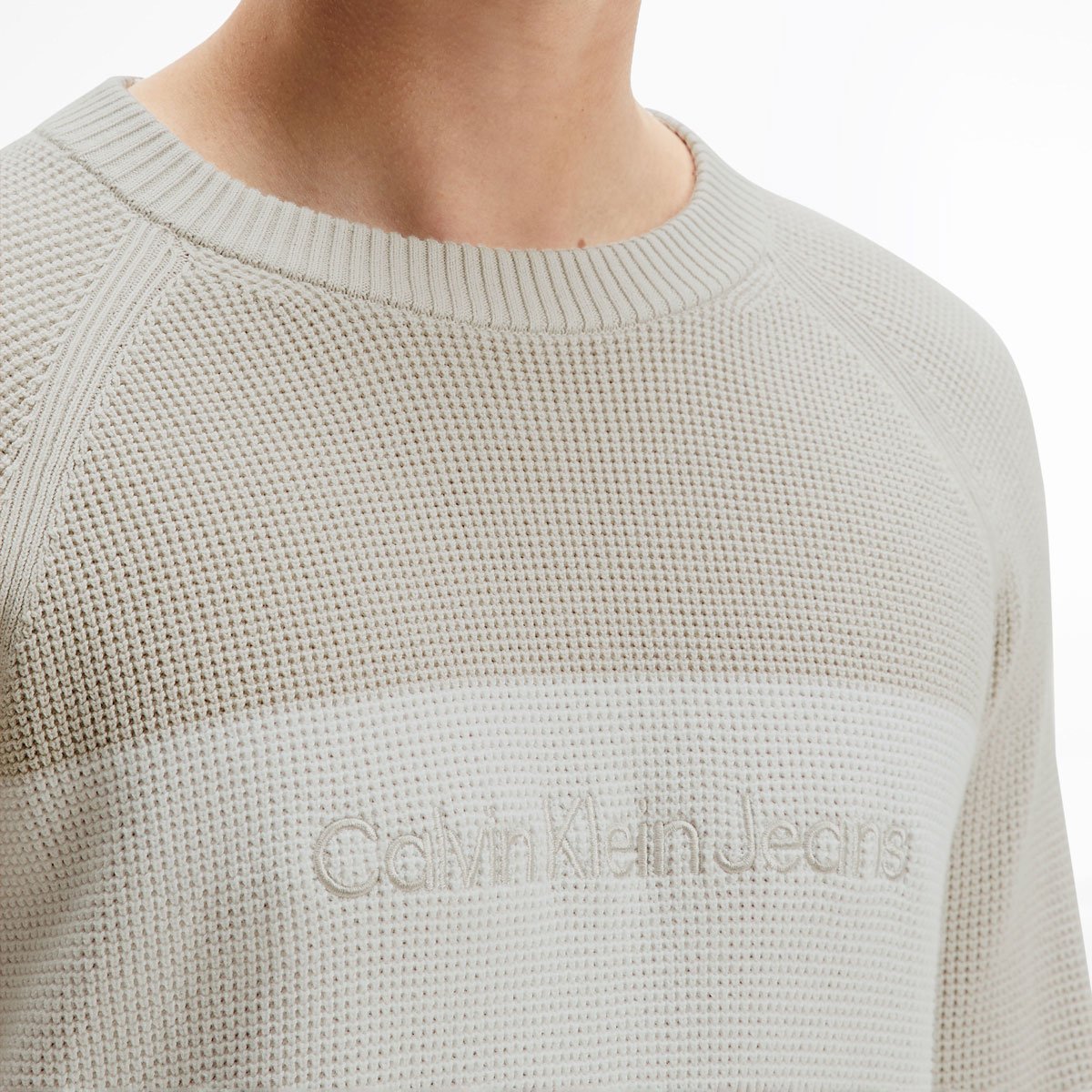 Combed Cotton Block Logo Jumper Beige