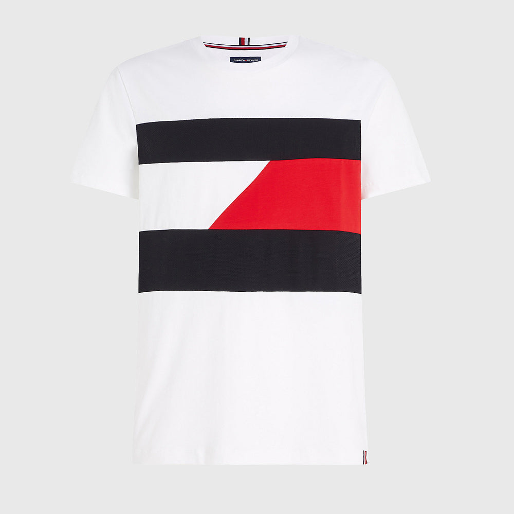 Color-Blocked Mixed Media T-Shirt - White