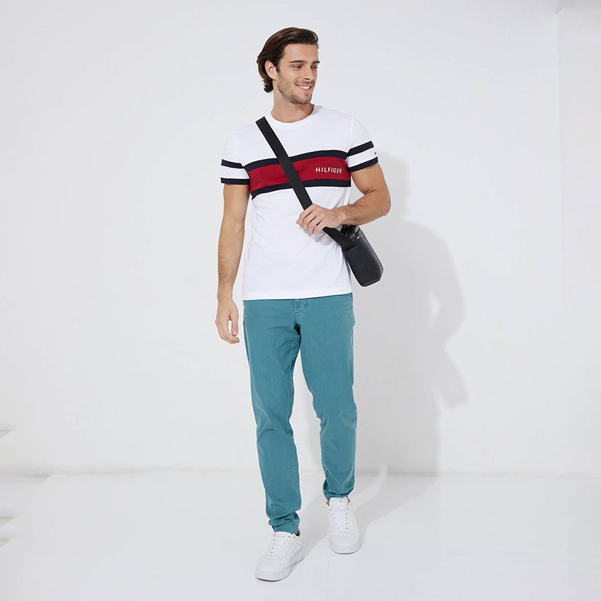 Colorblock Placent Tommy Hilfiger Colorblock Placement T-Shirt - White |ThirdBaseUrban